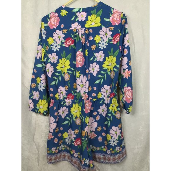 Tabitha Webb Floral Print Romper Shorts Size 4 Blue/Pink - Picture 8 of 9